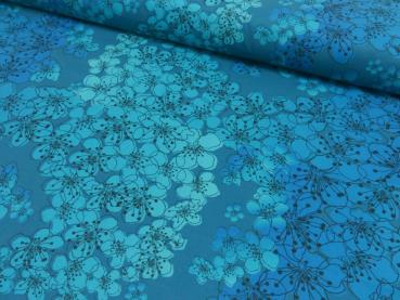 Softshell Druck Blütenwiese Blau/Petrol by Liebefein